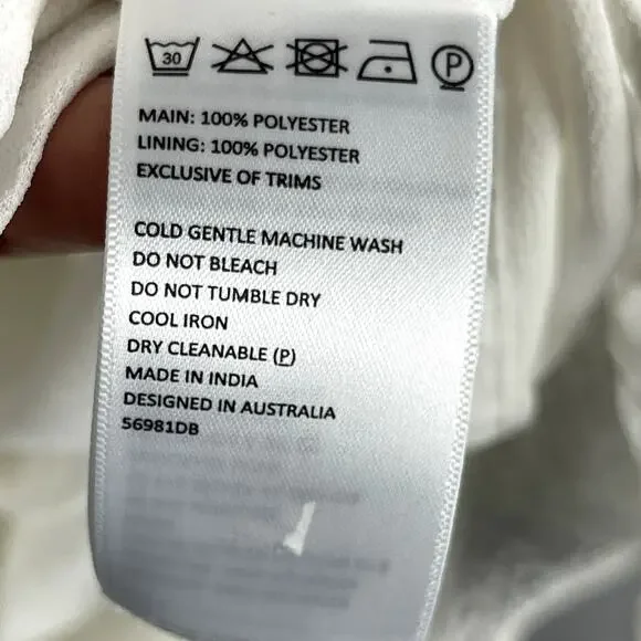 Bardot Nadia Tie Back Mini Eyelet Dress Womens 4 Ivory Ruffle Puff Sleeve NWT - Picture 8 of 16